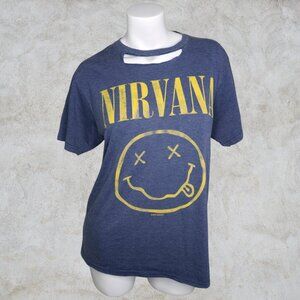 Nirvana Nevermind Smiley Face Graphic Tee Grunge Alternative Band Tees